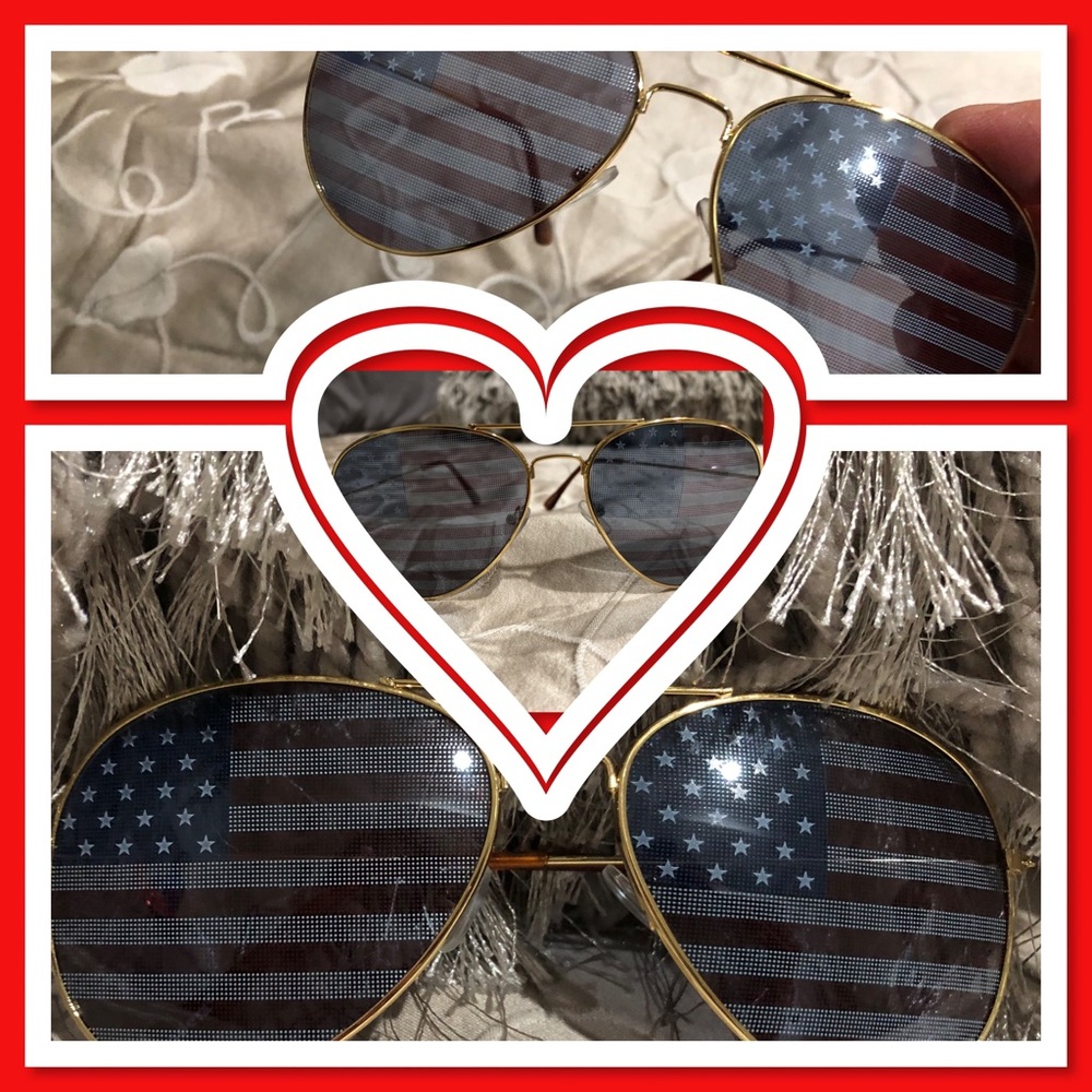 NWOT Aviator Sunglasses with American Flag Lenses